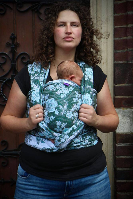 Chusta tkana Yaro Slings - Anemone Trinity Pine Bourette Seacell