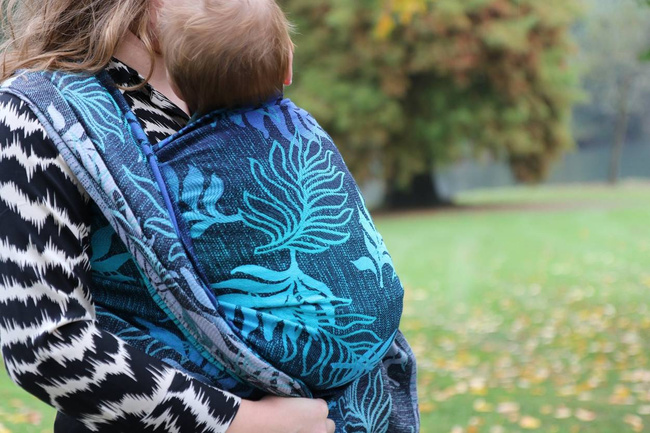 Woven Wrap Yaro Slings - Oasis Duo Aqua Grad Emerald Navy Wool