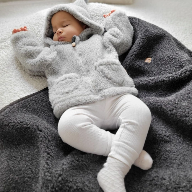 Zaffiro - Koc 100% wełna - Baranek Beige