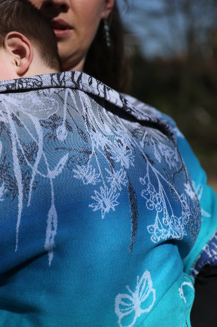 Chusta tkana Yaro Sling - Meadow Duo Aqua Grad Black White Seacell