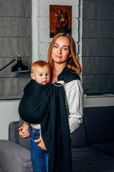 Basic Line LennyLamb Ring Sling - Little Herrinbone Black Ebony