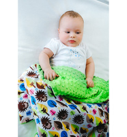 Kocyk Minky (Jeże seledynowe) 80cm x 100cm