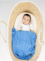 Kinder Hop knitted baby blanket - Blue, 90x65, 100% cotton
