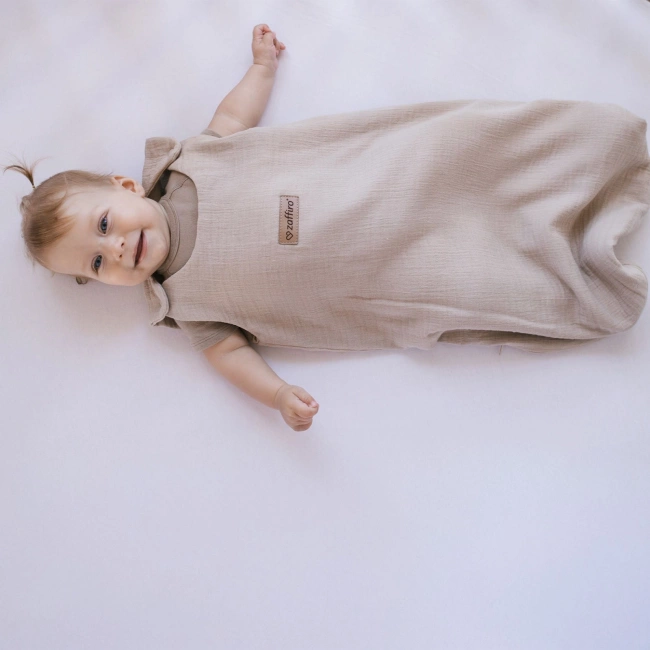 Zaffiro - Zaffiro Full Muslin Sleeping Bag 0.5 TOG 0–6m Beige