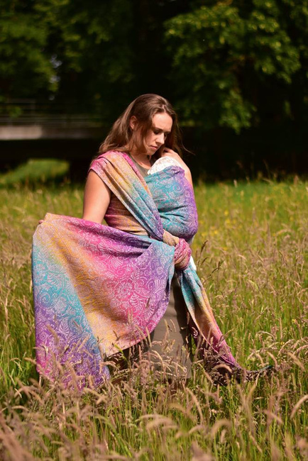 Chusta tkana Yaro Slings - Ava Trinity Sienna Rainbow Linen