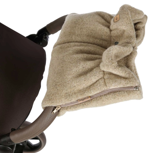 Zaffiro - Stroller Hand Muff Made of Natural Premium Sheep Wool - Brown