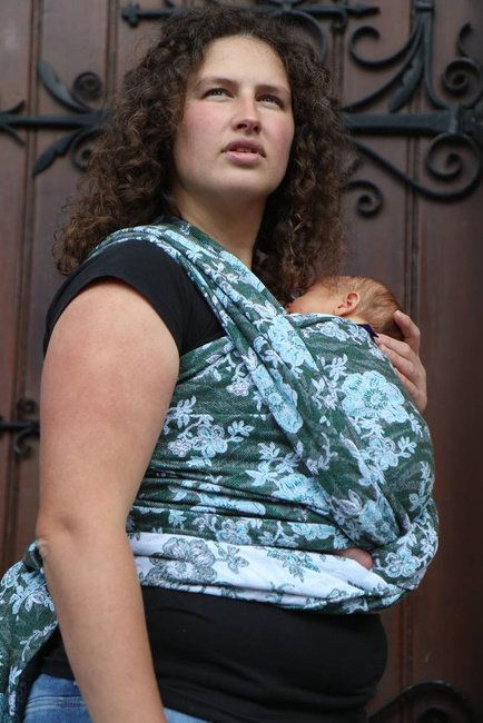 Chusta tkana Yaro Slings - Anemone Trinity Pine Bourette Seacell