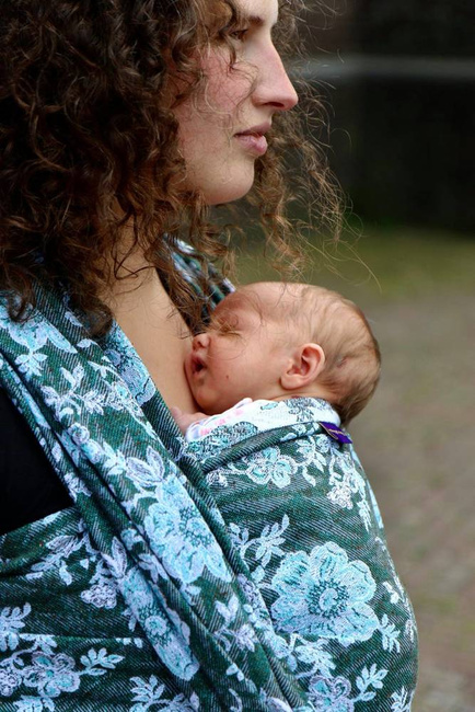 Chusta tkana Yaro Slings - Anemone Trinity Pine Bourette Seacell