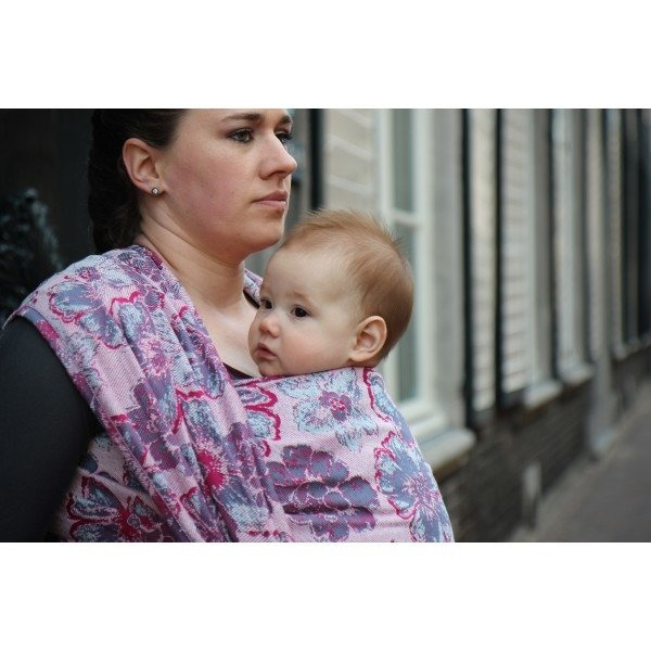 Chusta tkana Yaro  Fiori Duo Fuchsi Aqua-White Repreve