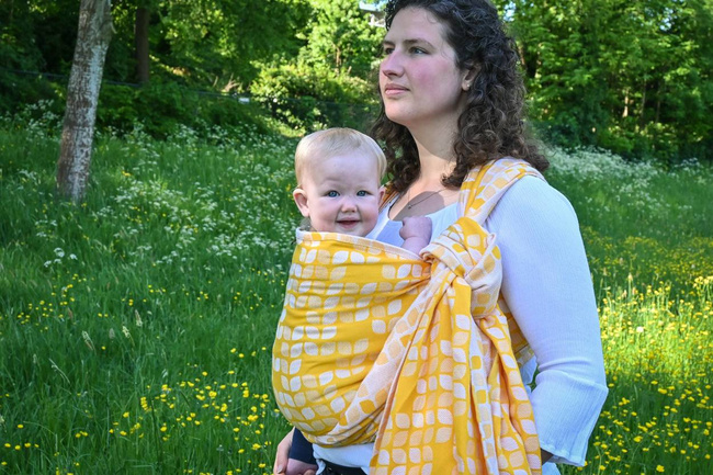 Woven Wrap Yaro Slings - Petals Duo Yellow White Seacell