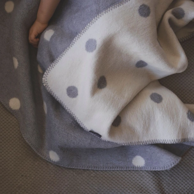 Zaffiro - Bari Cotton Blanket 75x100, grey dots