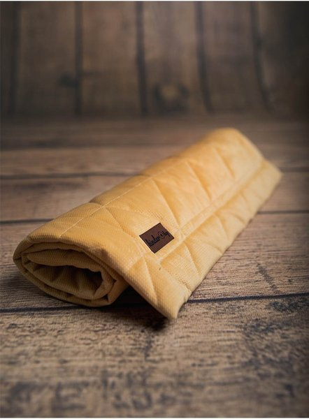 Dwustronny bawełniany kocyk Kinder Hop - Mustard