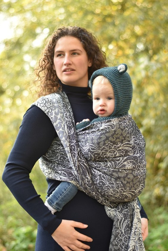 Woven Wrap Yaro Slings Blues Duo Silver Black Blue Tencel