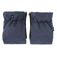 Zaffiro - Mufki do wózka dwuczęściowe Beżowa Wełna Premium/Melanż Navy Blue