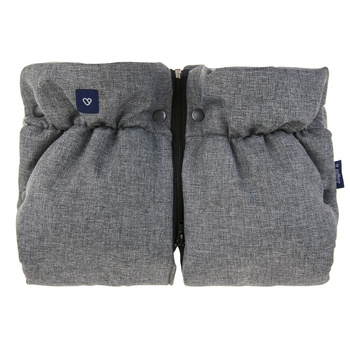 Zaffiro - Mufka do wózka dwuczęściowa - beżowa wełna premium/melanż szary