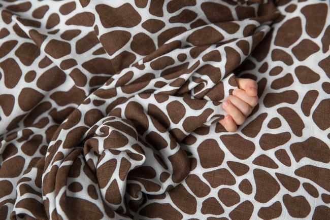 Pieluszka Bambusowa - Żyrafa (Brąz z kremem)