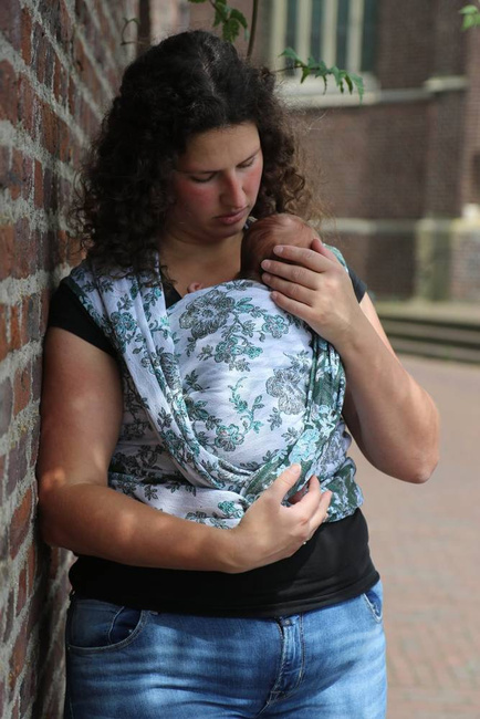 Chusta tkana Yaro Slings - Anemone Trinity Pine Bourette Seacell