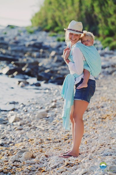 Chusta tkana Little Frog Turkusowy Cube