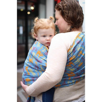 Chusta tkana Yaro Cats Blue Orange Linen