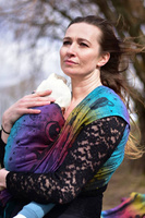 Chusta tkana Yaro Slings - Cosmos Nebula Black Rainbow Linen Hemp