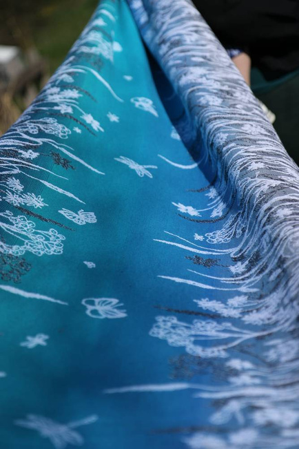 Chusta tkana Yaro Sling - Meadow Duo Aqua Grad Black White Seacell
