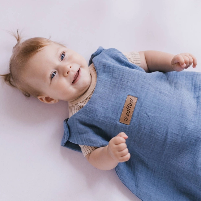 Zaffiro - Zaffiro Full Muslin Sleeping Bag 0.5 TOG 0–6m  - Baby Blue