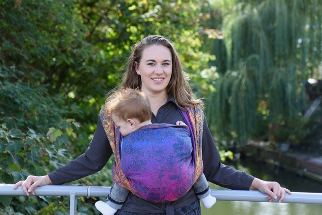 Chusta tkana Yaro Chloe Duo Havana Grad Orange Navy Confetti