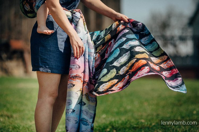 Chusta tkana Lenny Lamb Malowane Pióra Tęcza Dark