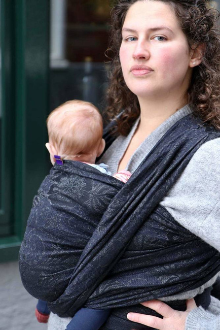 Chusta kółkowa Yaro Slings -  Ava Duo Black Wool Silk Glam