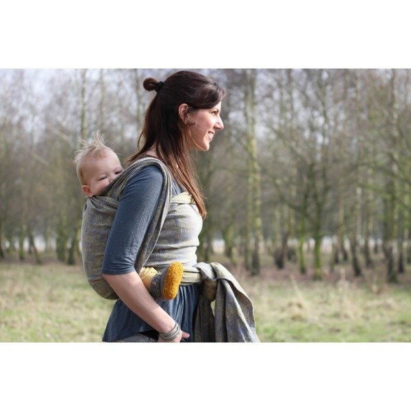 Chusta tkana Yaro Elvish Grey Yellow Linen