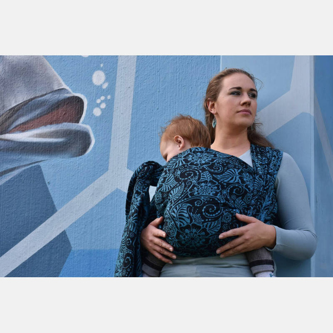 Chusta tkana Yaro Slings - Ava Contra Black-Blue Glam