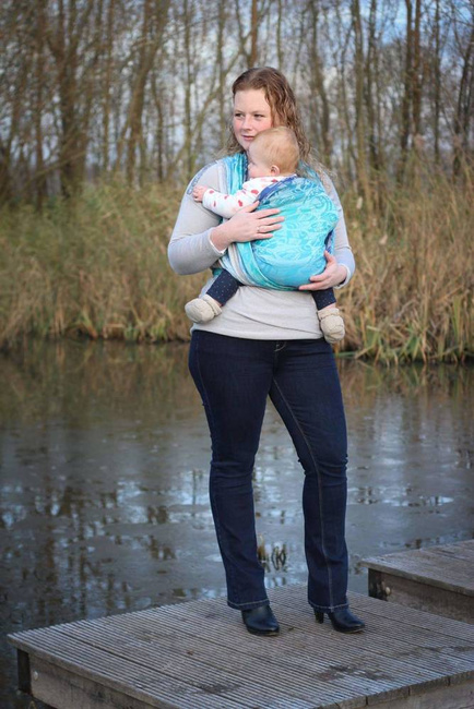 Woven Wrap Yaro Slings - Four Winds Aqua Grad Natural Hemp