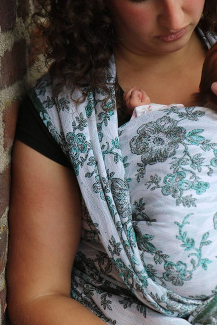 Chusta tkana Yaro Slings - Anemone Trinity Pine Bourette Seacell