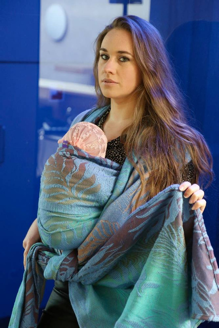 Chusta tkana Yaro Slings - Oasis Puffy Aqua Grad Blue Bronze Seacell