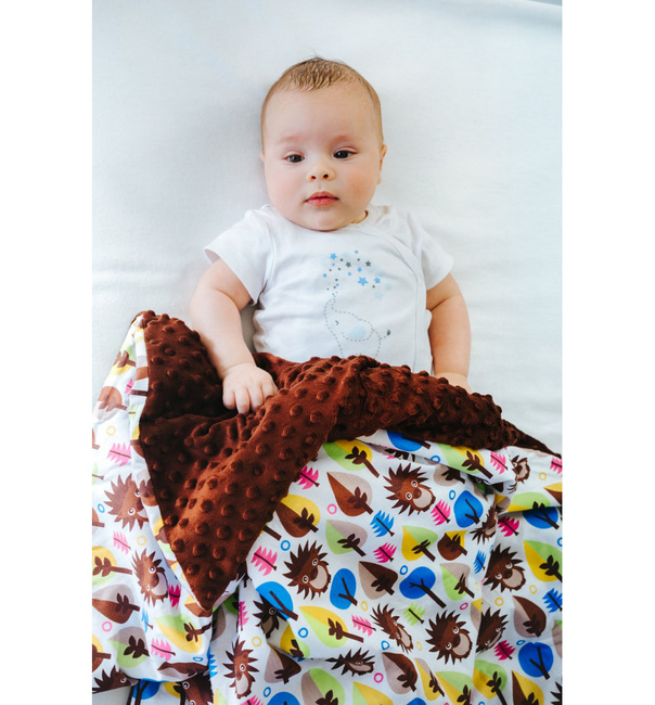 Kocyk Minky (Jeże seledynowe) 80cm x 100cm