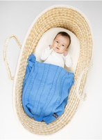 Kinder Hop knitted baby blanket - Blue, 90x65, 100% cotton