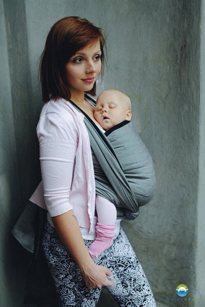 Chusta tkana Little Frog Grafitowa Jodełka