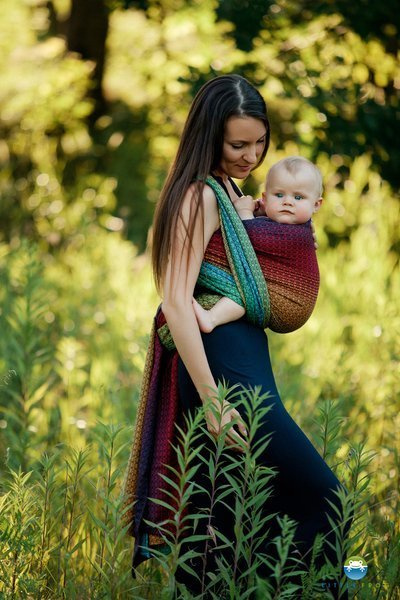 Chusta tkana Little Frog Lovely Black Rainbow