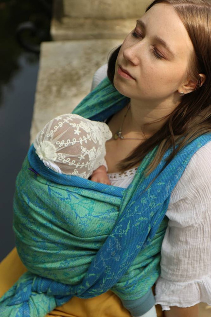 Chusta tkana Yaro Sling - Terra Duo Blue Grass Linen Tencel