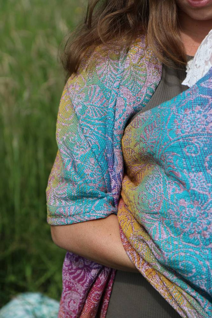 Chusta tkana Yaro Slings - Ava Trinity Sienna Rainbow Linen